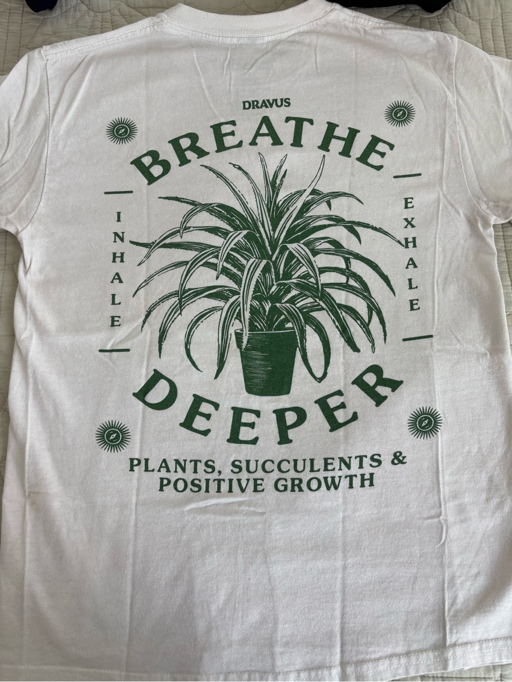 White and green graphic tee